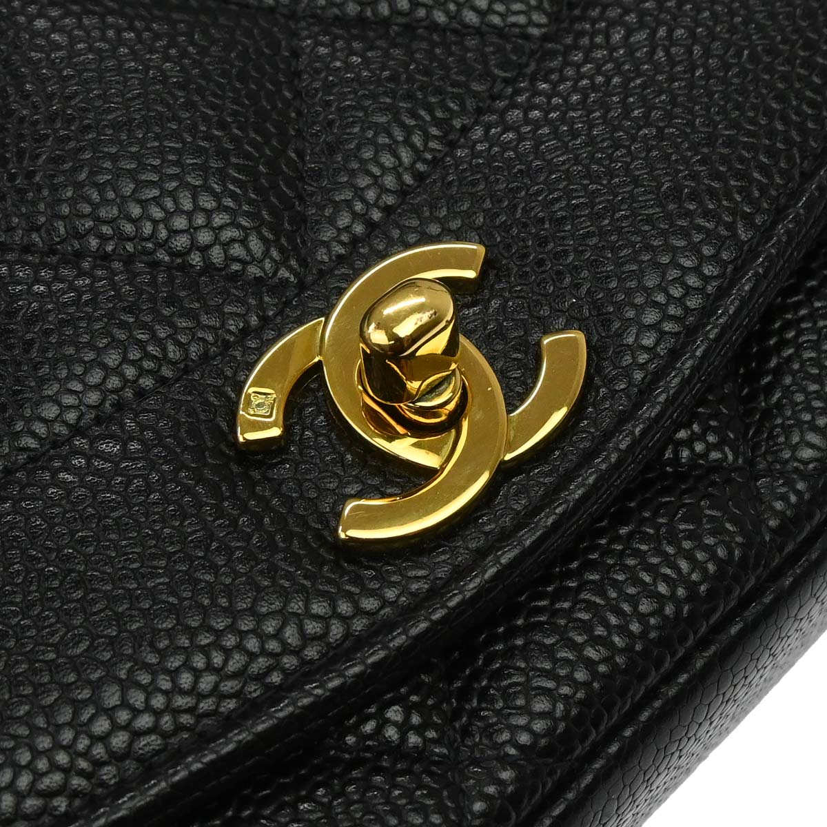 Chanel 1994-1996 Black Caviar Skin Small Diana Shoulder Bag