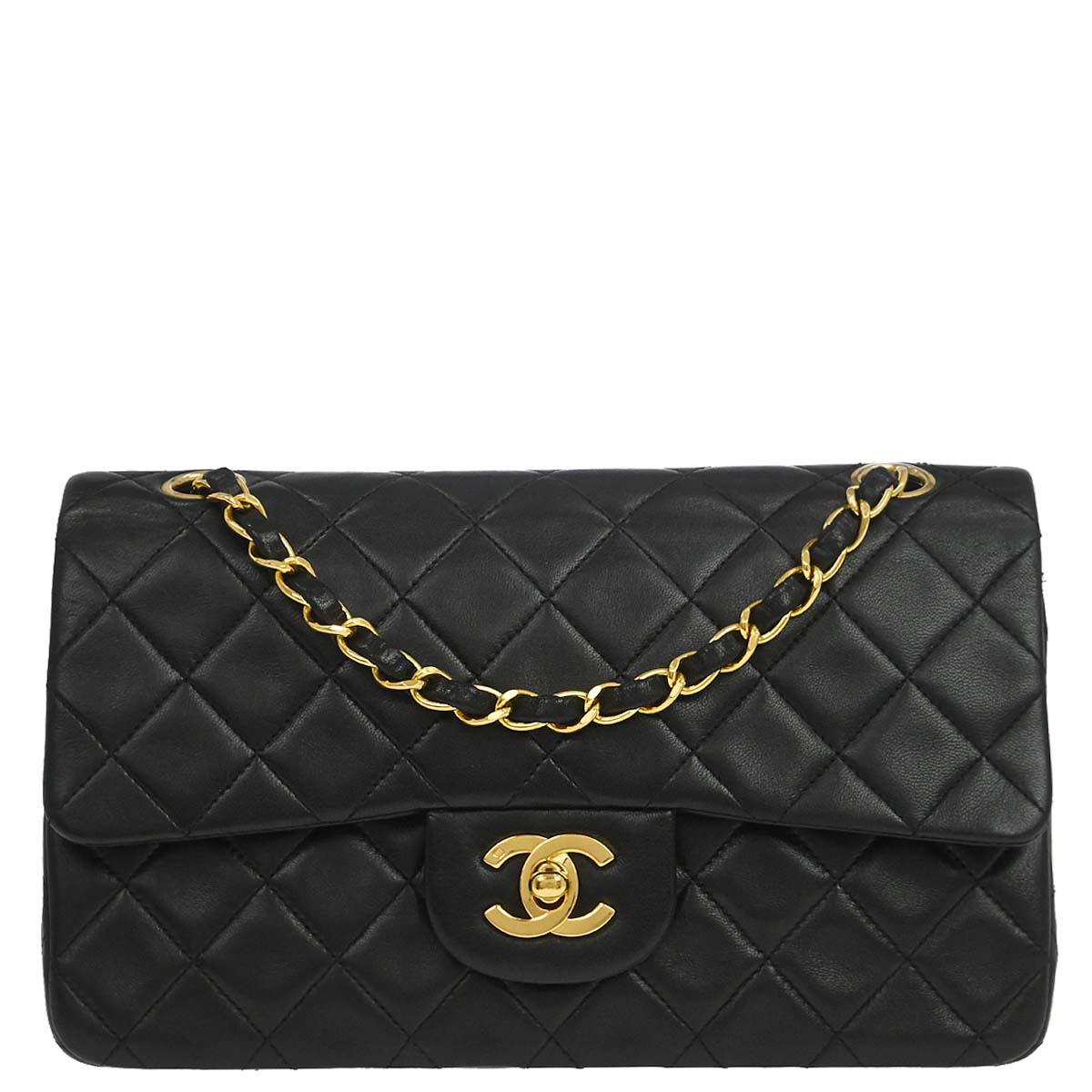 Chanel Black Lambskin Small Classic Double Flap Shoulder Bag