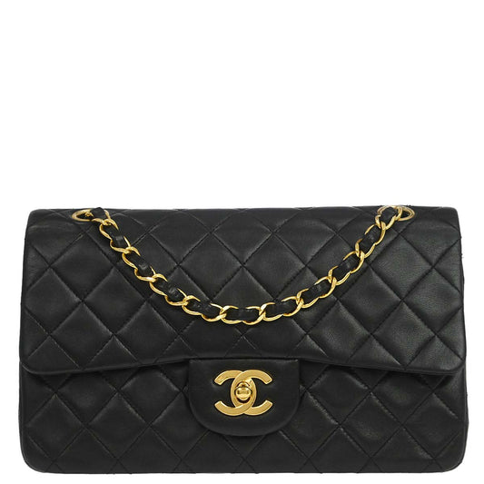 Chanel Black Lambskin Small Classic Double Flap Shoulder Bag