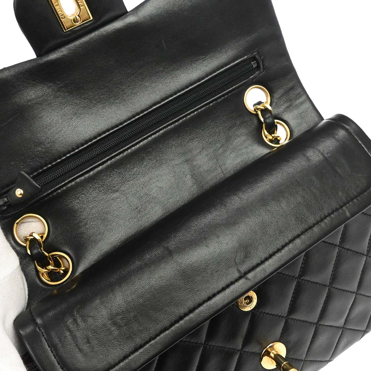 Chanel Black Lambskin Small Classic Double Flap Shoulder Bag