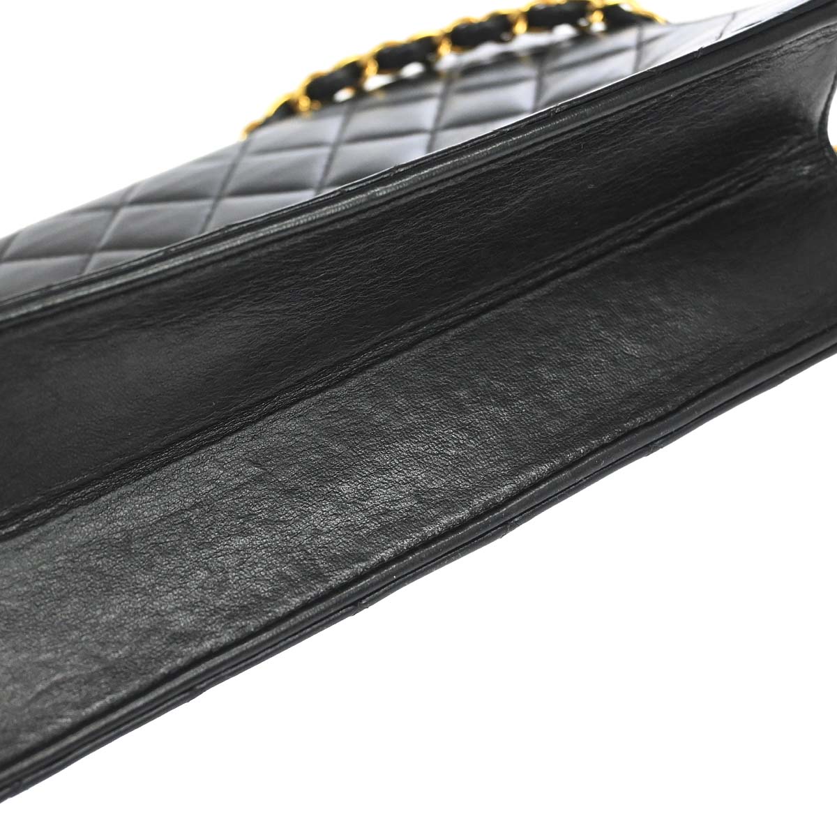 Chanel Black Lambskin Pushlock Medium Half Flap Shoulder Bag