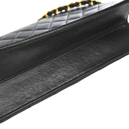 Chanel Black Lambskin Pushlock Medium Half Flap Shoulder Bag