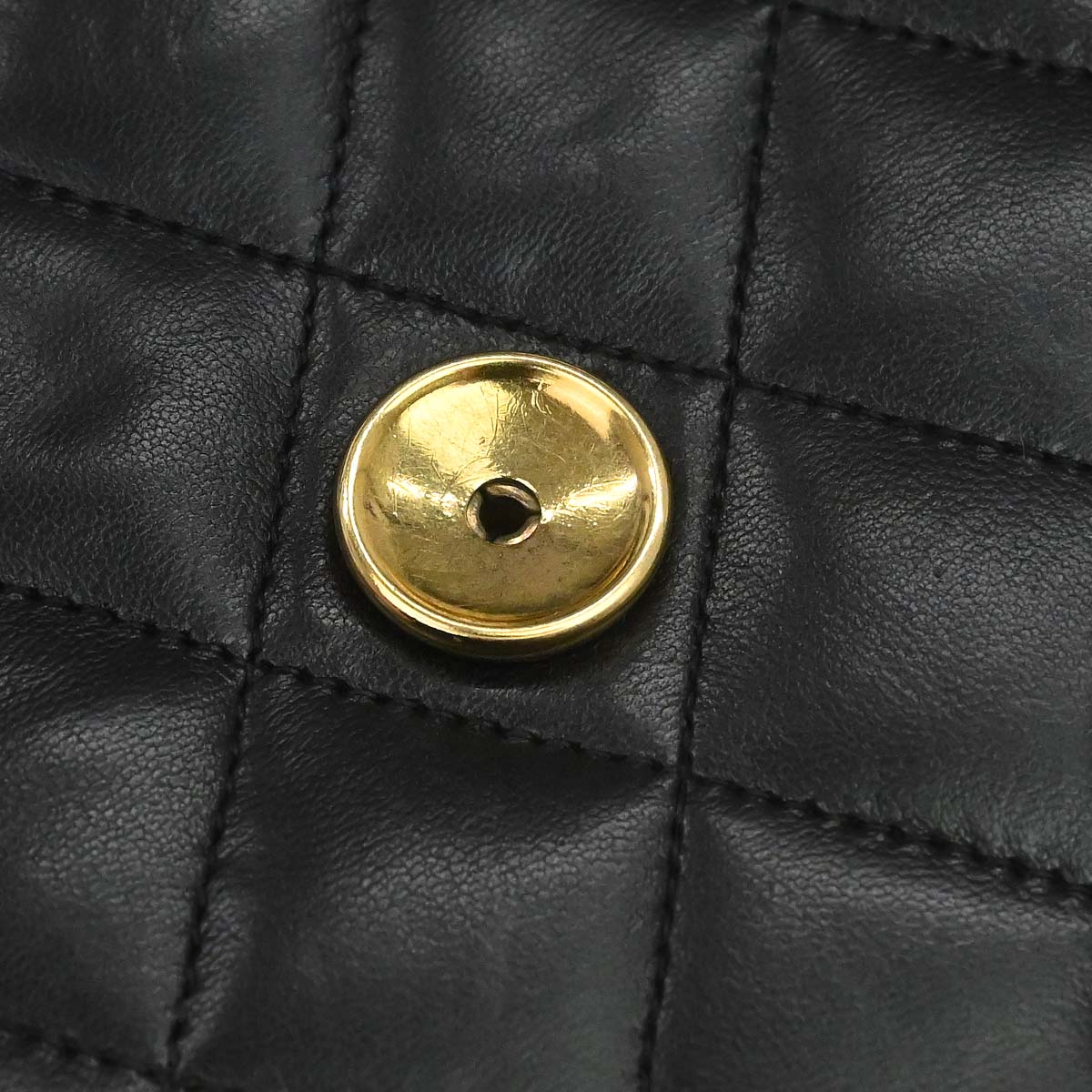 Chanel Black Lambskin Pushlock Medium Half Flap Shoulder Bag
