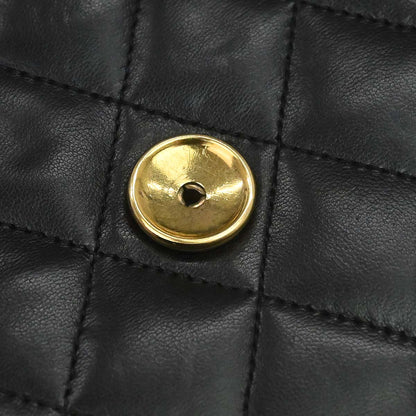 Chanel Black Lambskin Pushlock Medium Half Flap Shoulder Bag