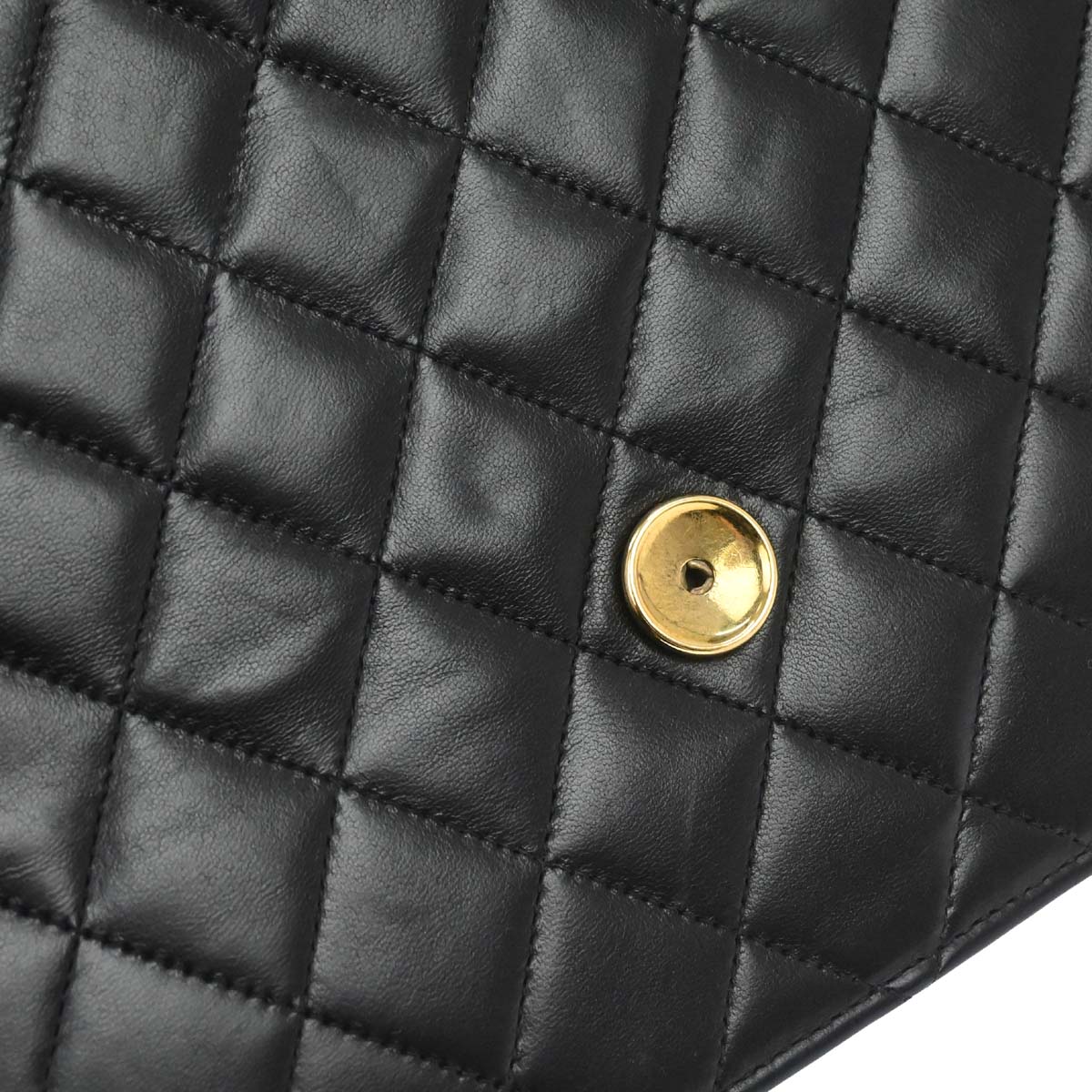 Chanel Black Lambskin Pushlock Medium Half Flap Shoulder Bag