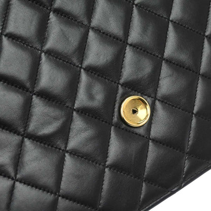 Chanel Black Lambskin Pushlock Medium Half Flap Shoulder Bag