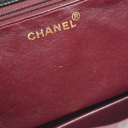 Chanel Black Lambskin Pushlock Medium Half Flap Shoulder Bag