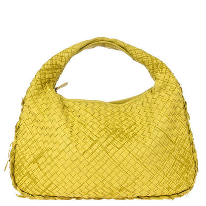 Bottega Veneta Yellow Lambskin Intrecciato Hobo Handbag