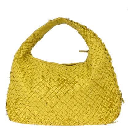 Bottega Veneta Yellow Lambskin Intrecciato Hobo Handbag