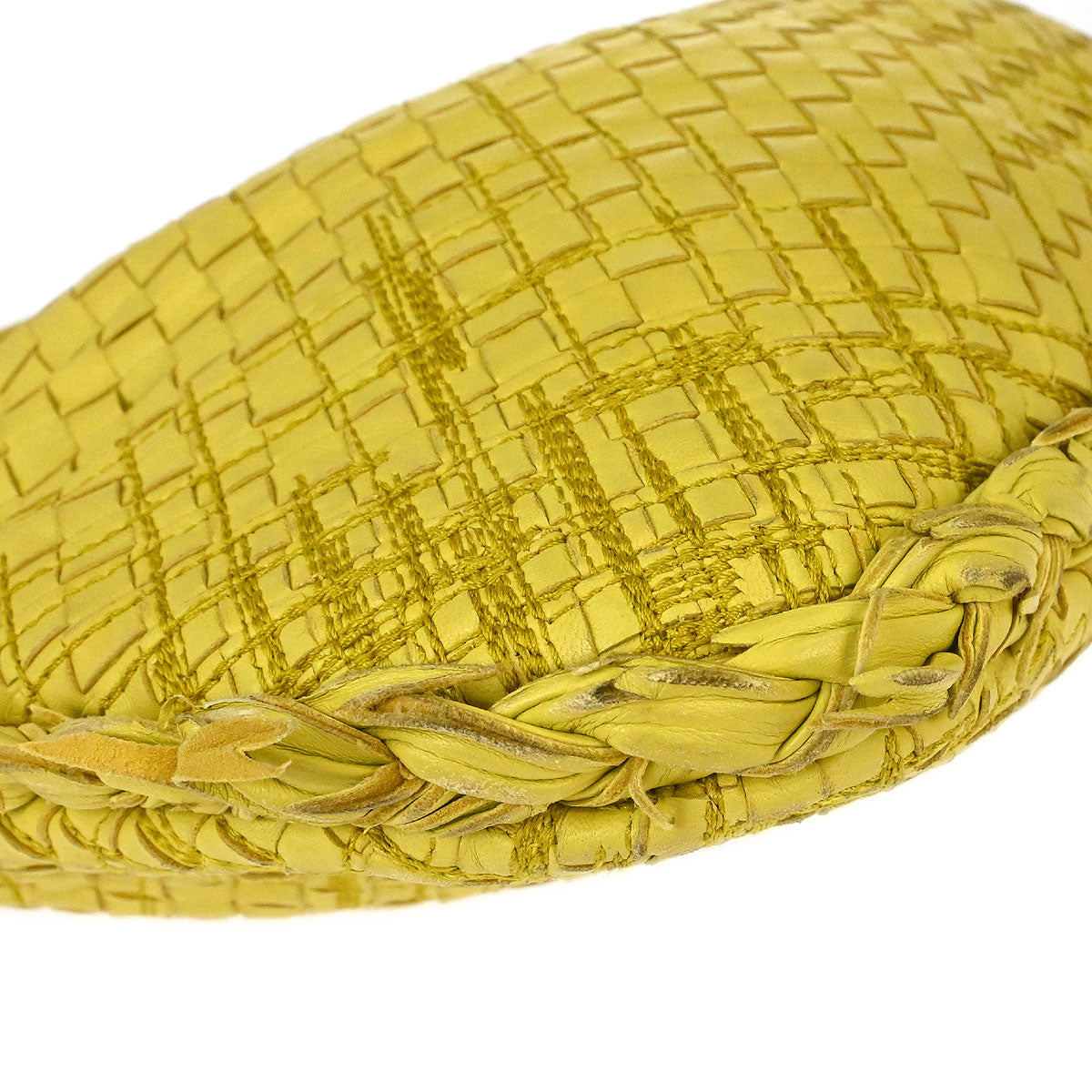 Bottega Veneta Yellow Lambskin Intrecciato Hobo Handbag