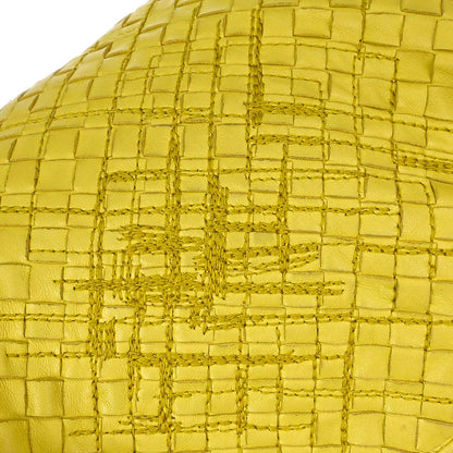Bottega Veneta Yellow Lambskin Intrecciato Hobo Handbag
