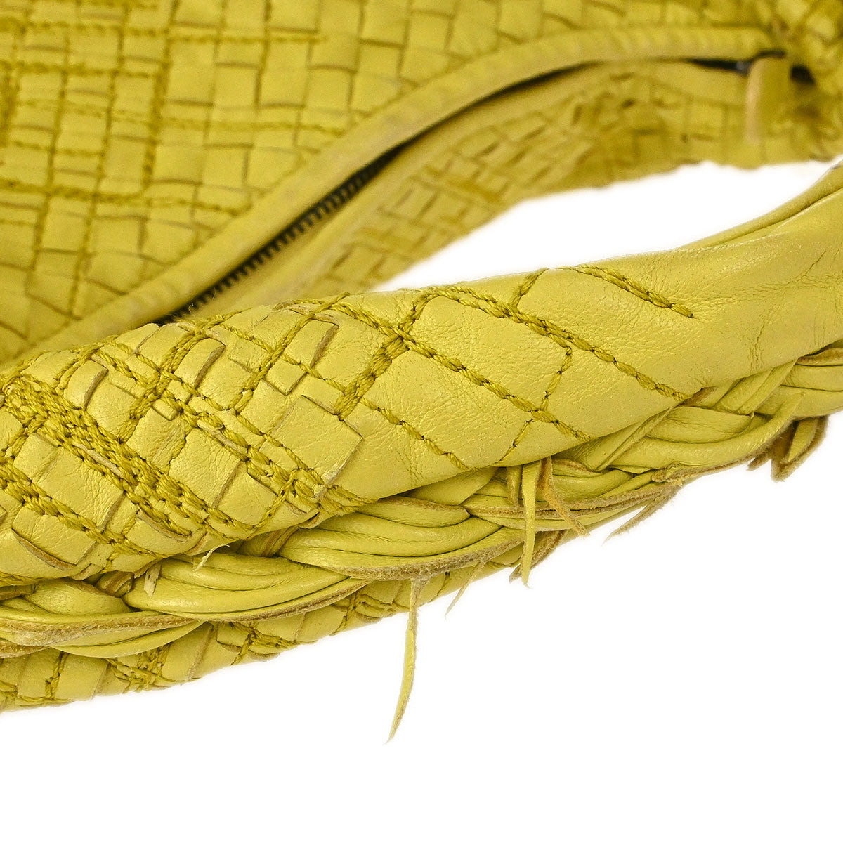 Bottega Veneta Yellow Lambskin Intrecciato Hobo Handbag