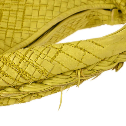 Bottega Veneta Yellow Lambskin Intrecciato Hobo Handbag
