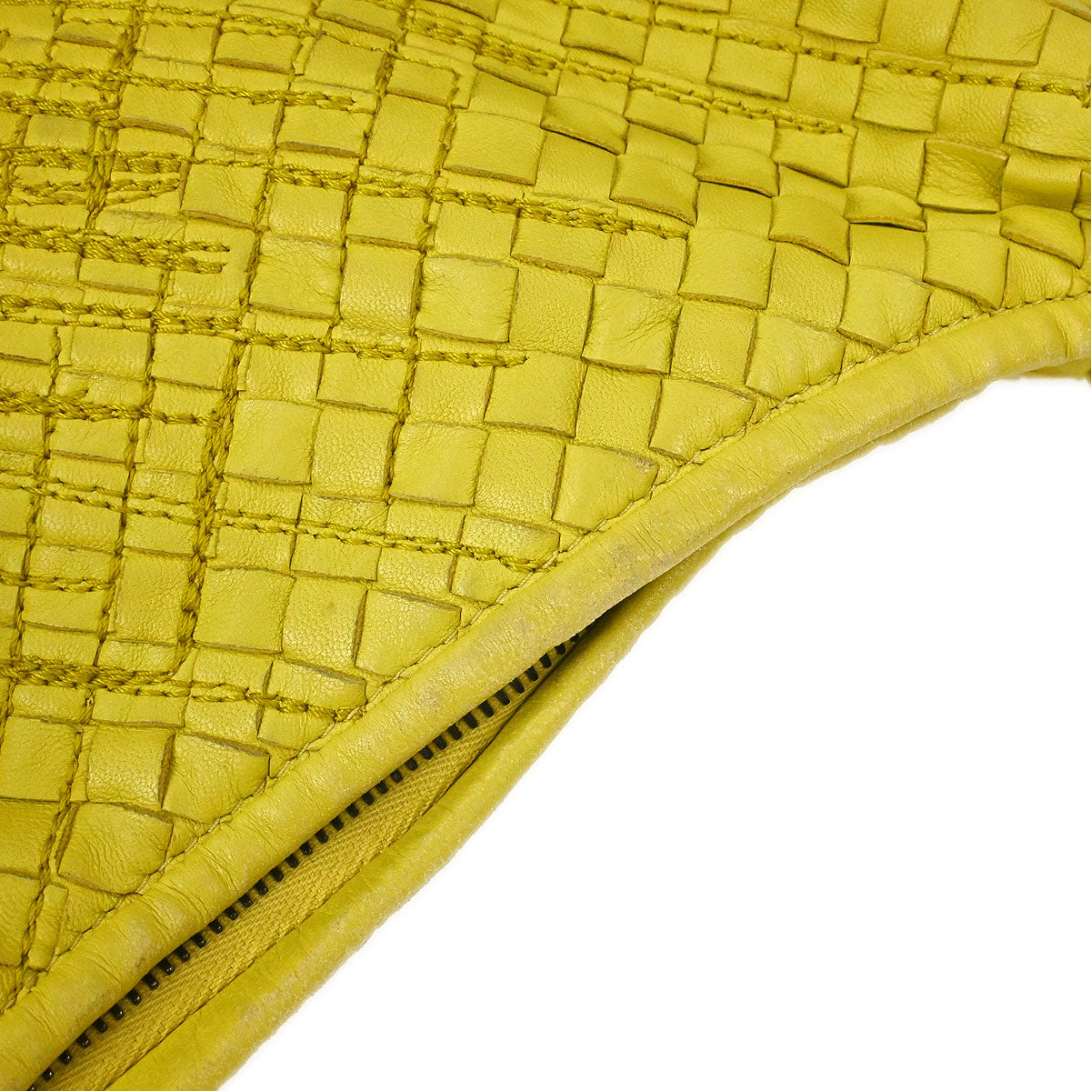 Bottega Veneta Yellow Lambskin Intrecciato Hobo Handbag