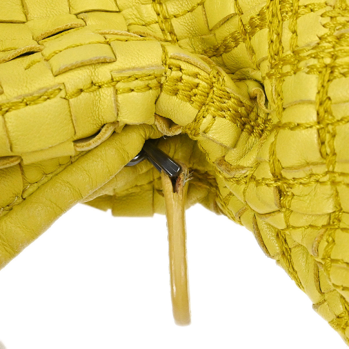 Bottega Veneta Yellow Lambskin Intrecciato Hobo Handbag