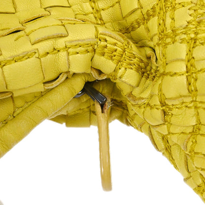 Bottega Veneta Yellow Lambskin Intrecciato Hobo Handbag