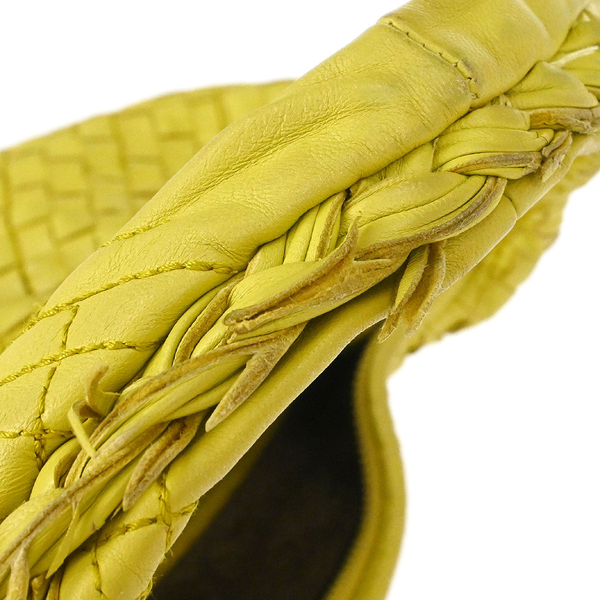Bottega Veneta Yellow Lambskin Intrecciato Hobo Handbag