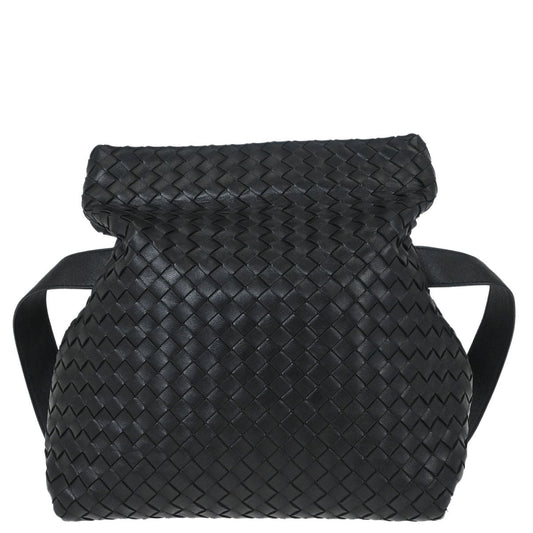 Bottega Veneta Black Lambskin Intrecciato Shoulder Bag
