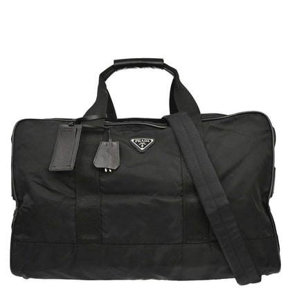 Prada Black Nylon Duffle 2way Shoulder Handbag