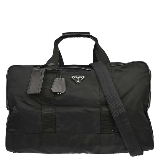 Prada Black Nylon Duffle 2way Shoulder Handbag