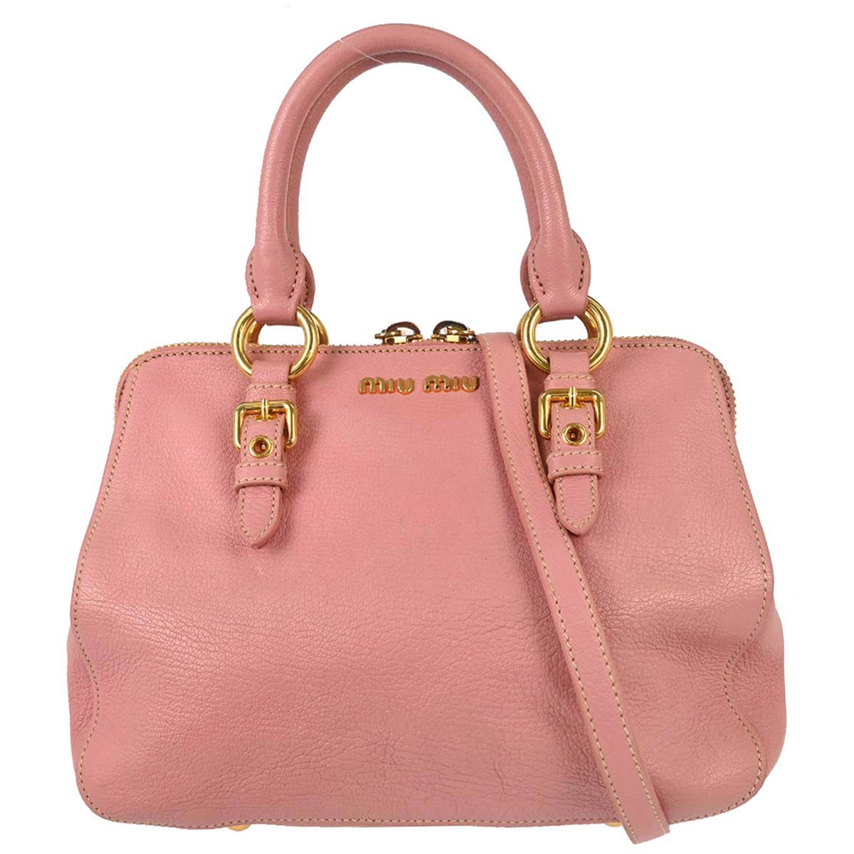 Miu Miu Pink Leather Madras 2way Shoulder Handbag