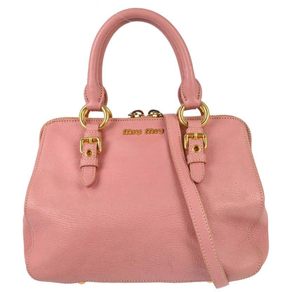 Miu Miu Pink Leather Madras 2way Shoulder Handbag