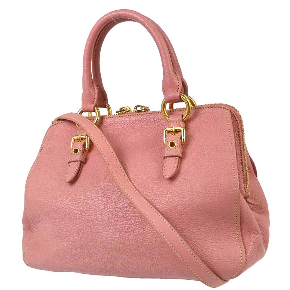 Miu Miu Pink Leather Madras 2way Shoulder Handbag