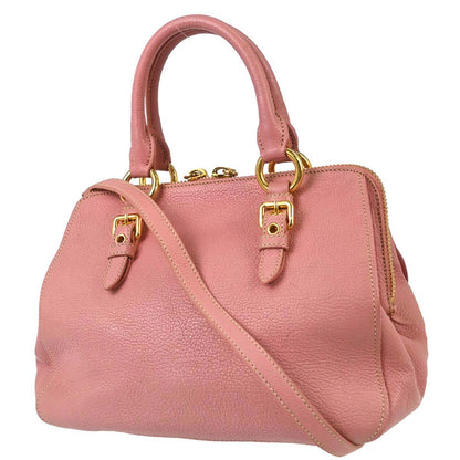 Miu Miu Pink Leather Madras 2way Shoulder Handbag