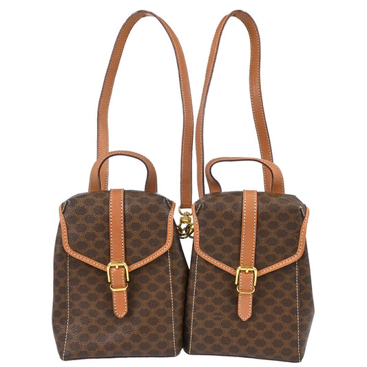 Celine Brown PVC Macadam Twin Backpack