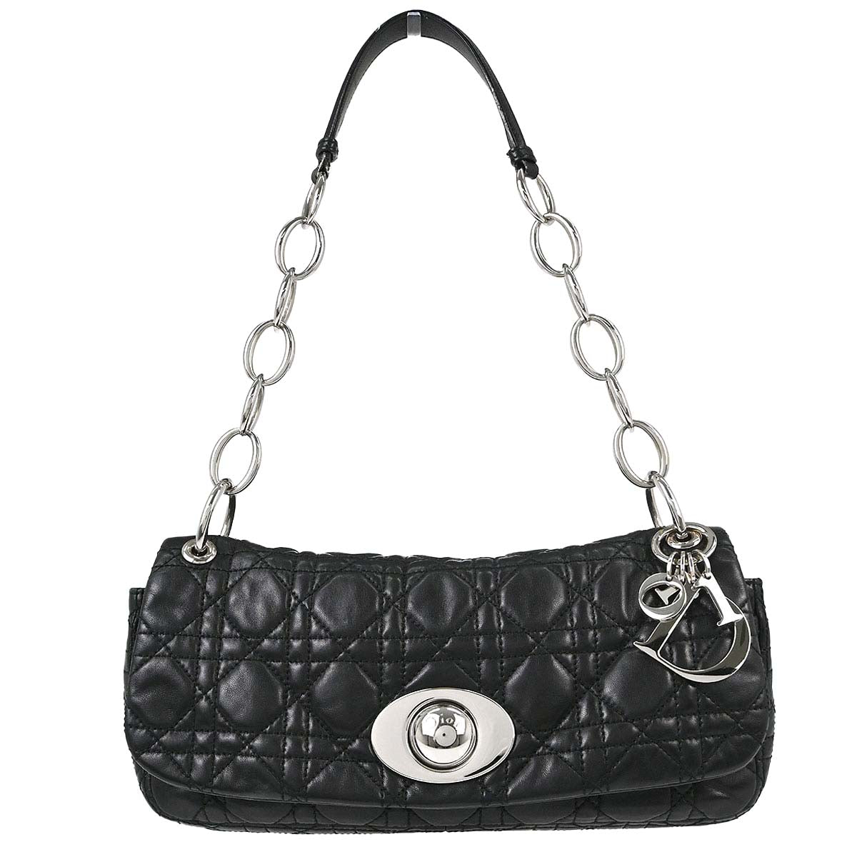 Christian Dior Black Lambskin Rendezvous Cannage Handbag