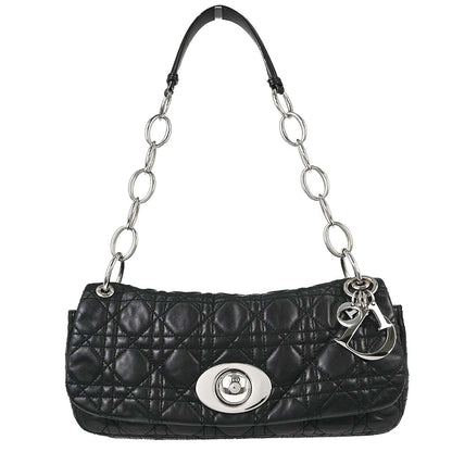 Christian Dior Black Lambskin Rendezvous Cannage Handbag
