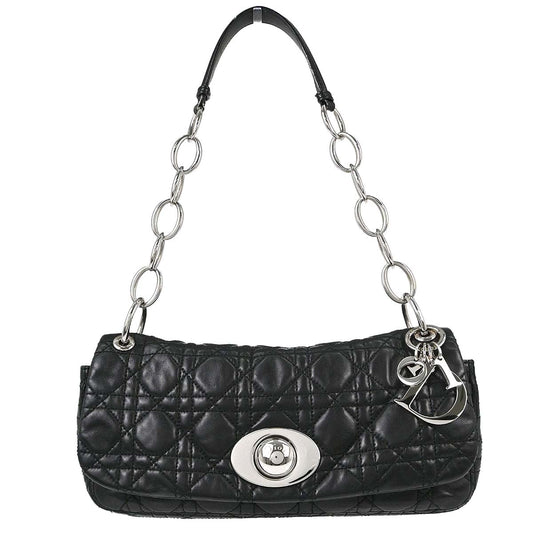 Christian Dior Black Lambskin Rendezvous Cannage Handbag