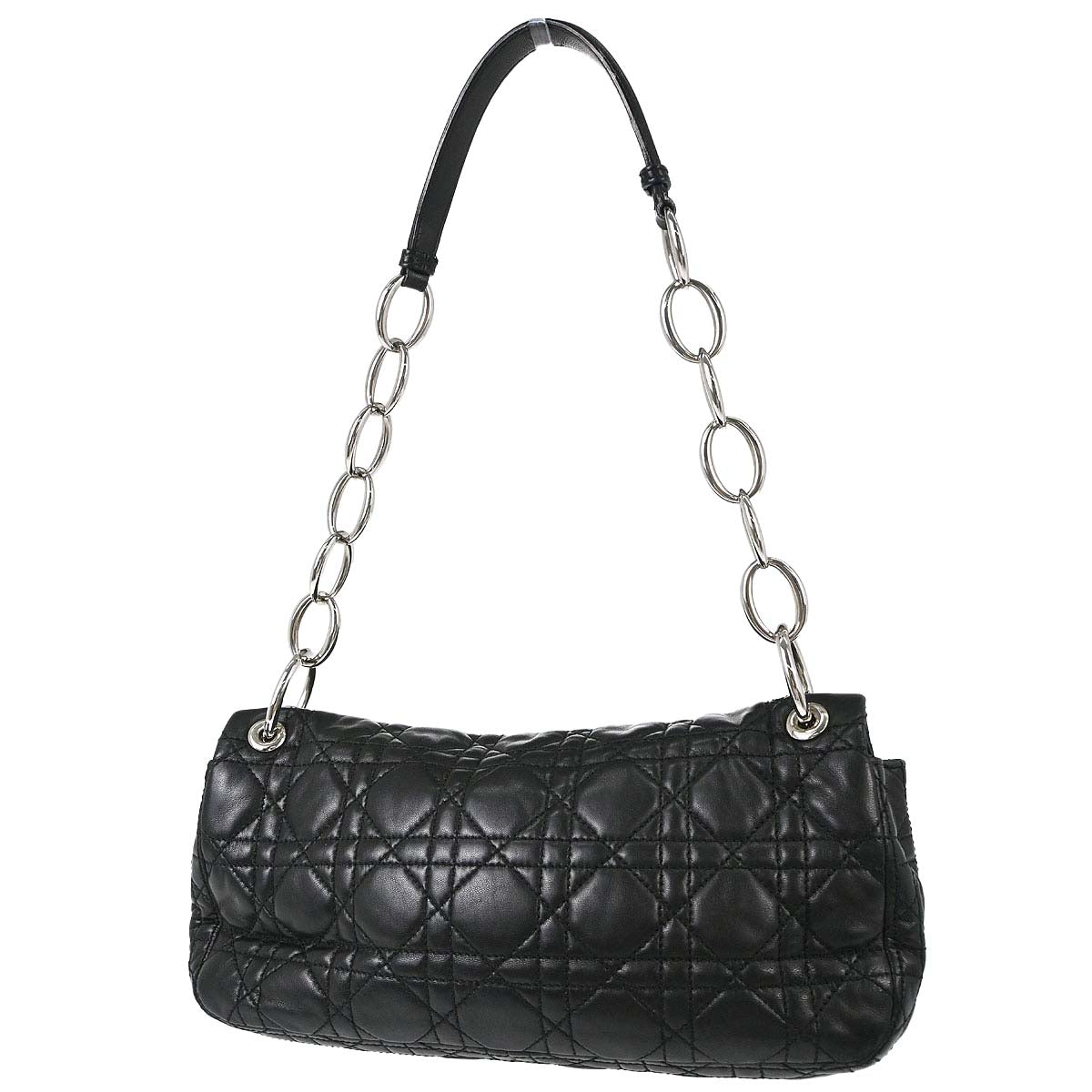 Christian Dior Black Lambskin Rendezvous Cannage Handbag