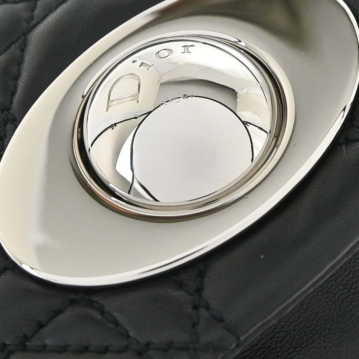 Christian Dior Black Lambskin Rendezvous Cannage Handbag