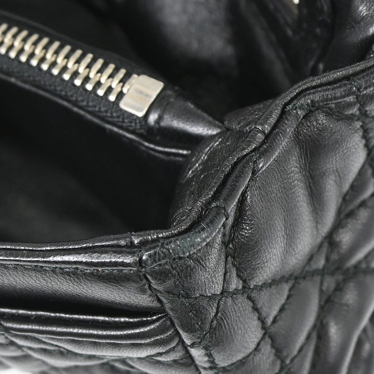 Christian Dior Black Lambskin Rendezvous Cannage Handbag
