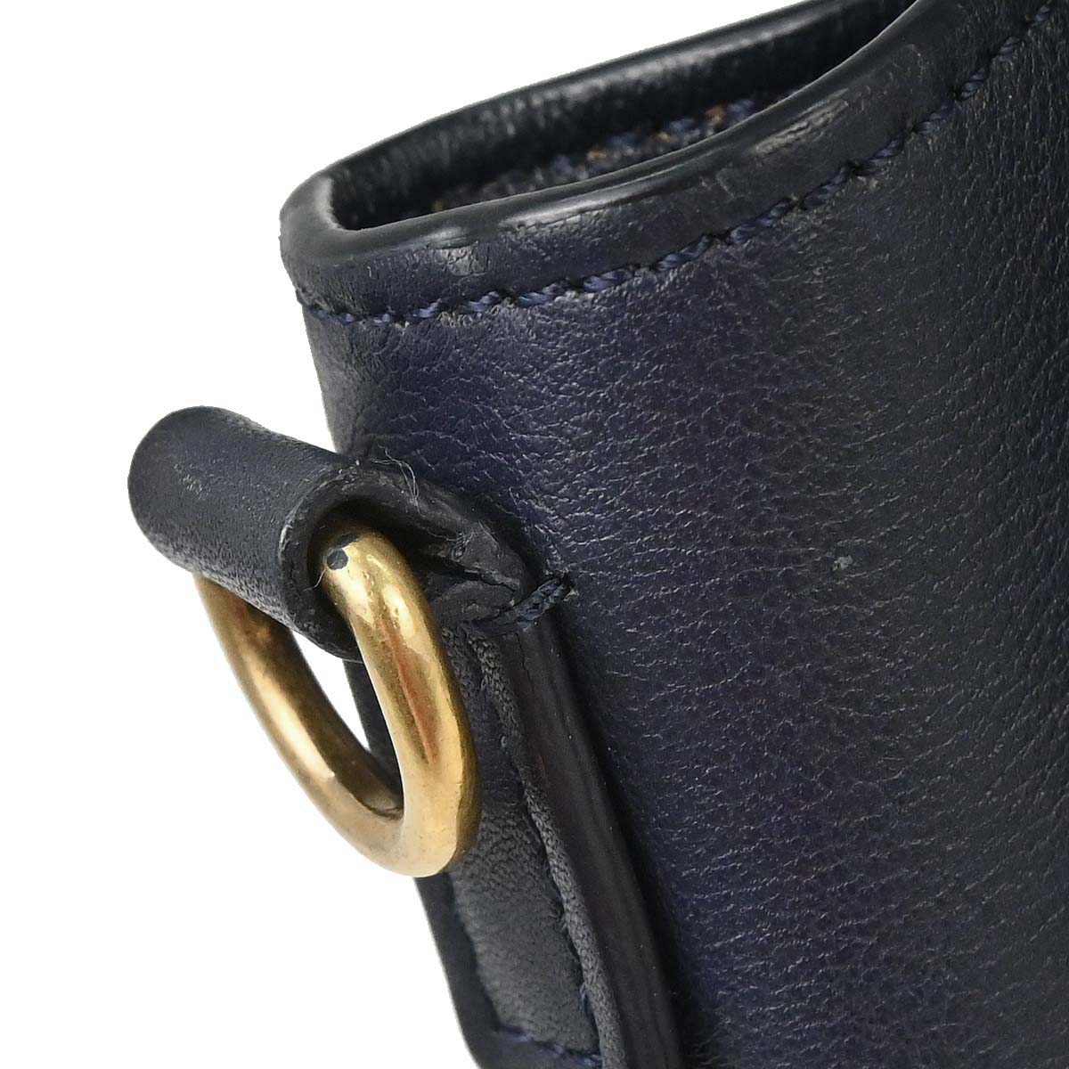 Celine Navy Leather Nano Luggage 2way Shoulder Tote Bag