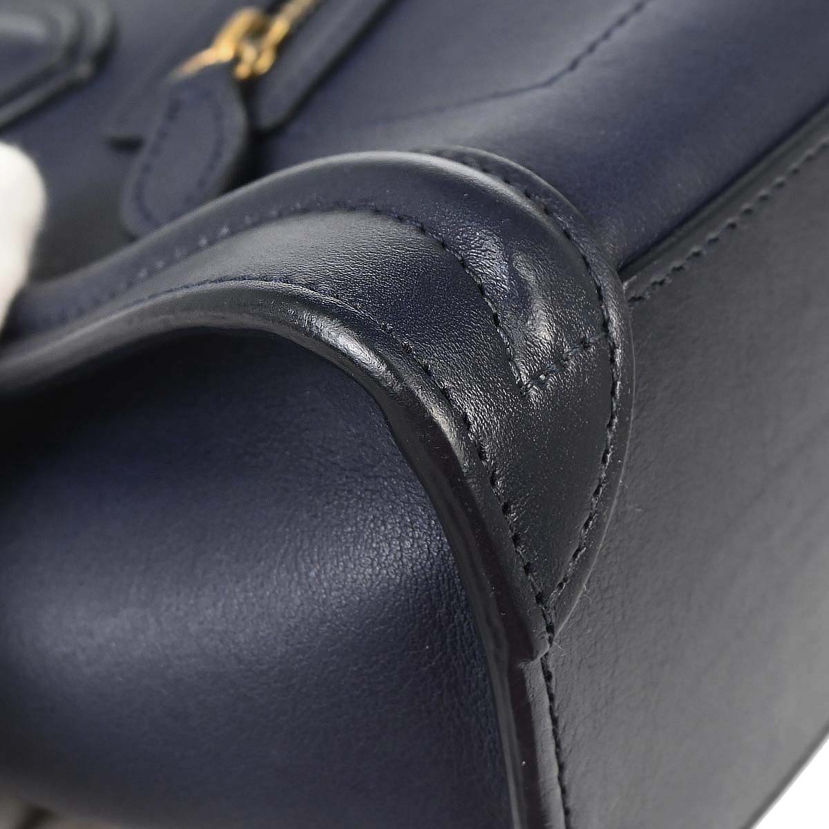 Celine Navy Leather Nano Luggage 2way Shoulder Tote Bag