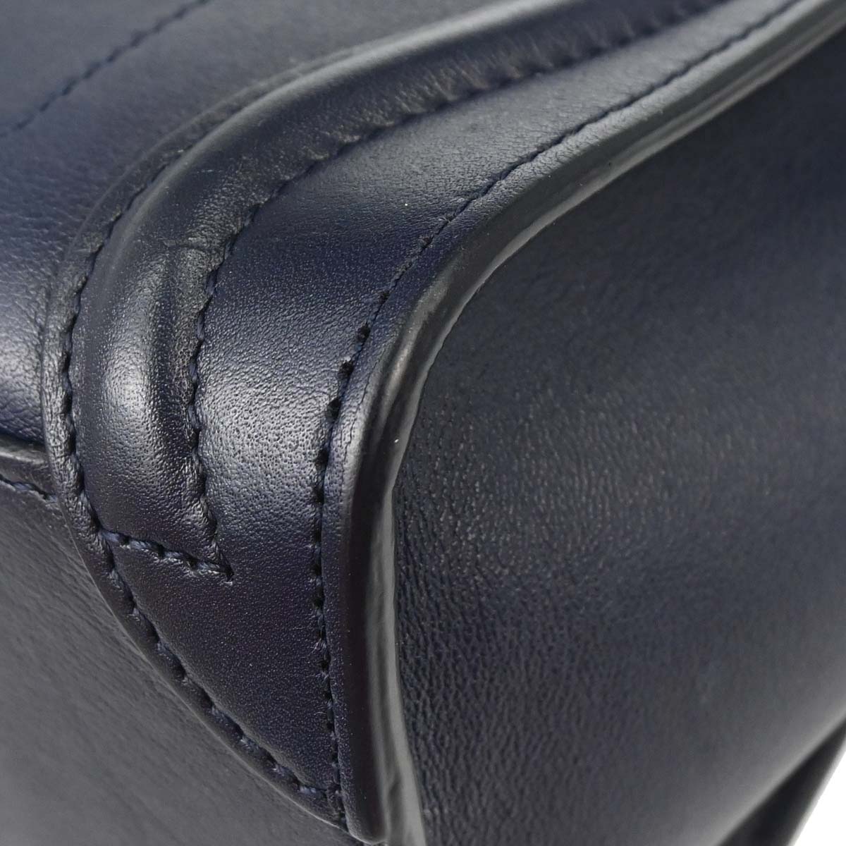 Celine Navy Leather Nano Luggage 2way Shoulder Tote Bag