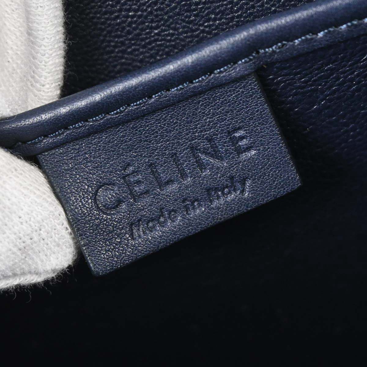 Celine Navy Leather Nano Luggage 2way Shoulder Tote Bag