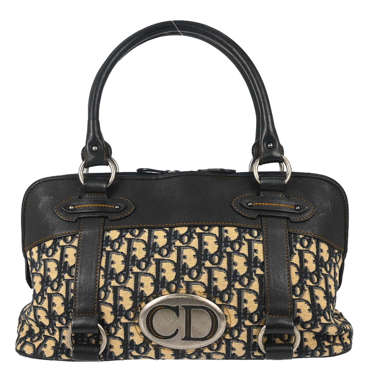 Christian Dior Navy Beige Trotter Vintage Traveler Handbag