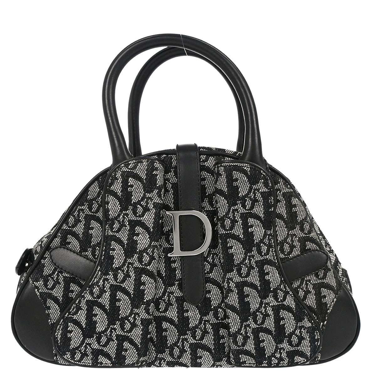 Christian Dior Black Canvas Trotter Double Saddle Handbag