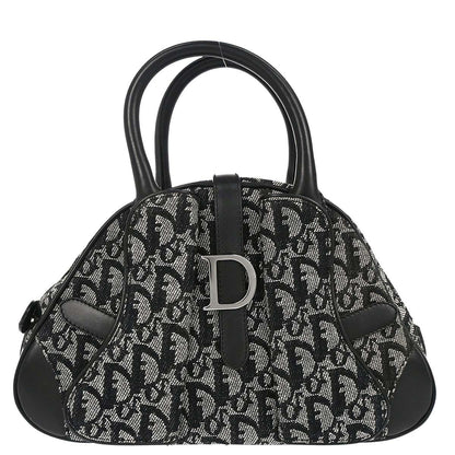 Christian Dior Black Canvas Trotter Double Saddle Handbag