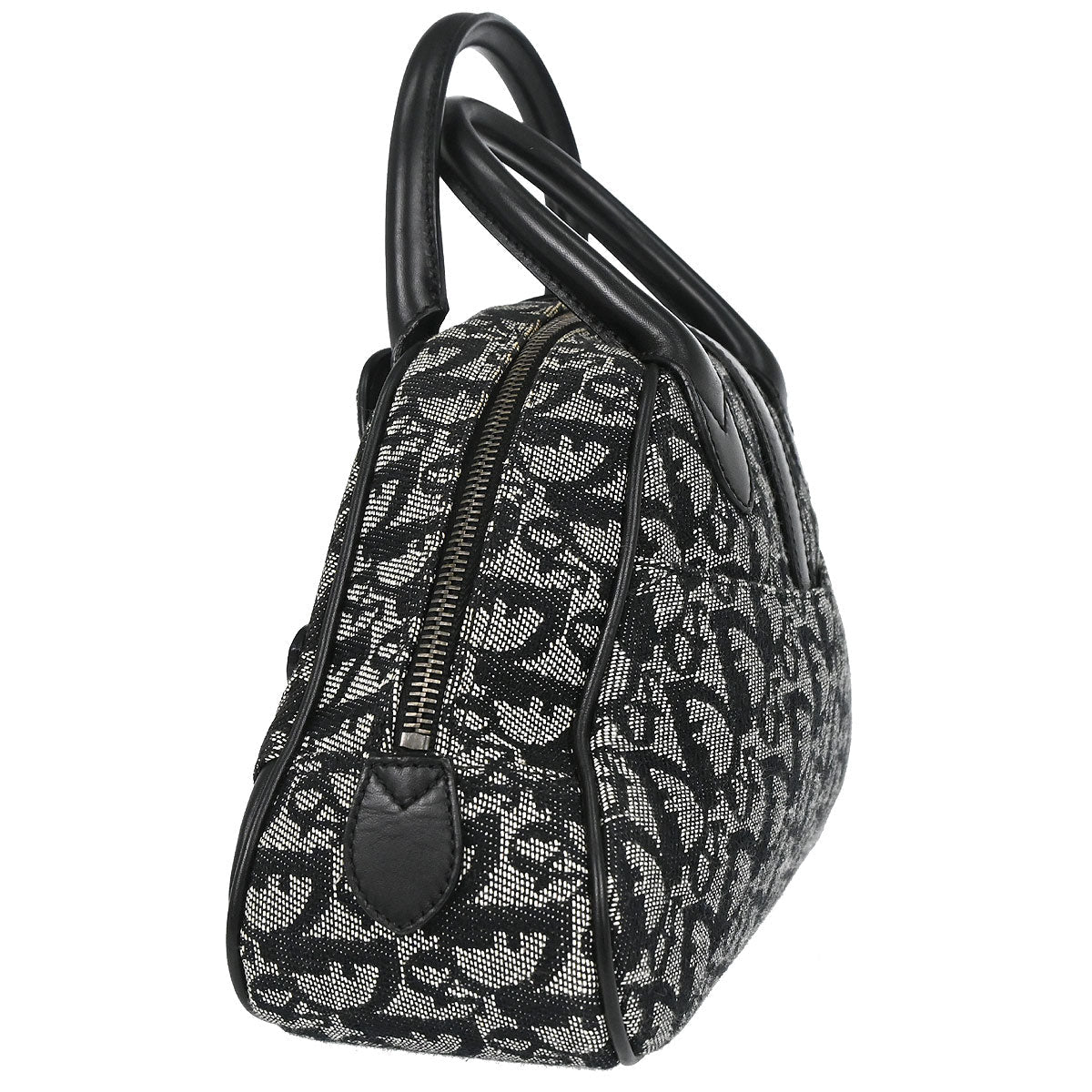 Christian Dior Black Canvas Trotter Double Saddle Handbag