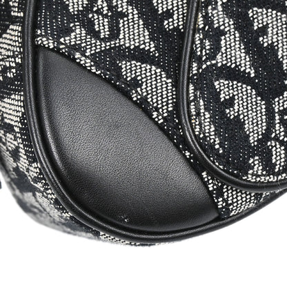 Christian Dior Black Canvas Trotter Double Saddle Handbag