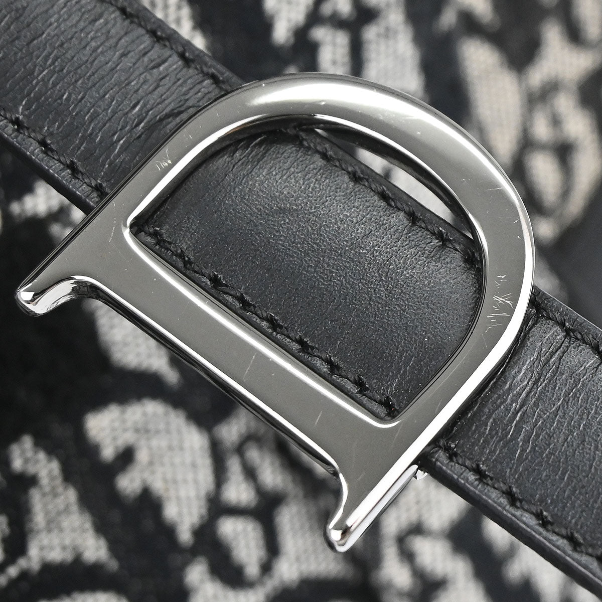 Christian Dior Black Canvas Trotter Double Saddle Handbag