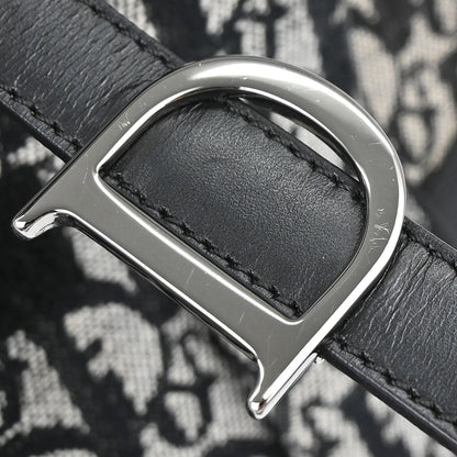 Christian Dior Black Canvas Trotter Double Saddle Handbag
