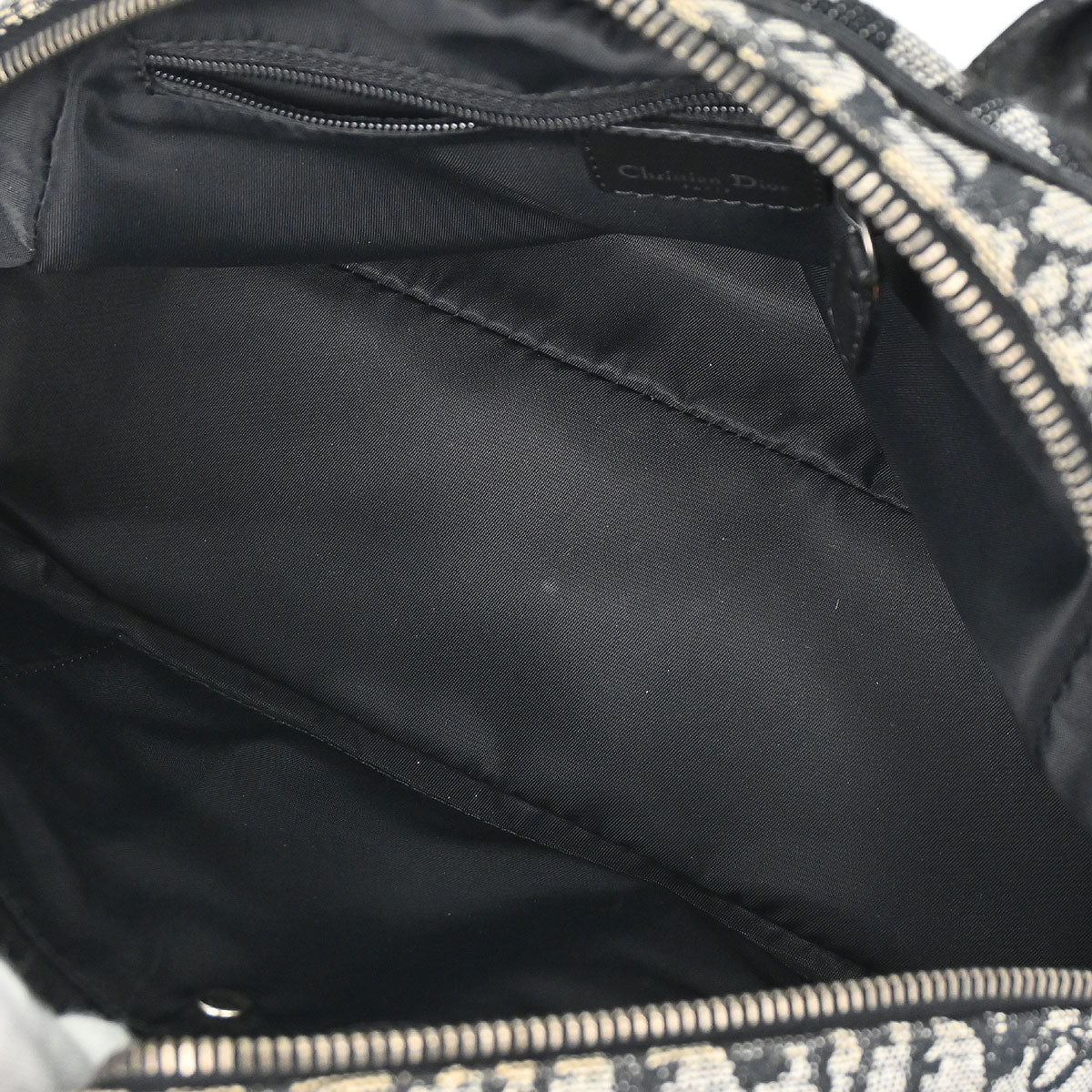 Christian Dior Black Canvas Trotter Double Saddle Handbag