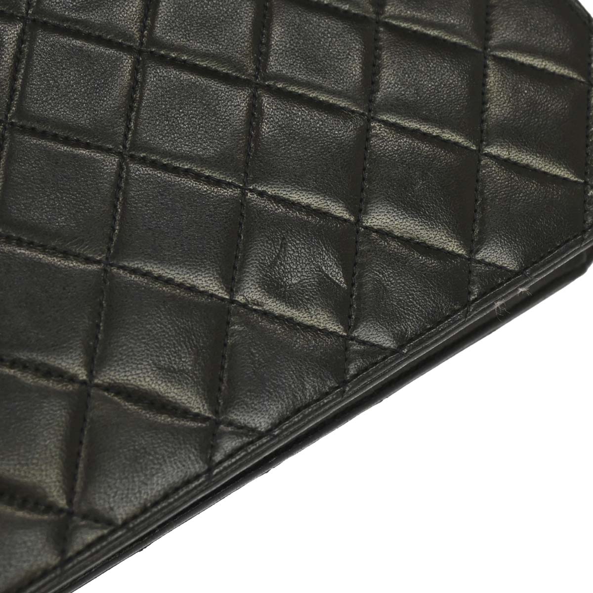 Chanel 1991-1994 Black Lambskin Pushlock Small Half Flap Shoulder Bag