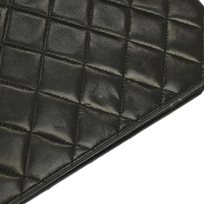 Chanel 1991-1994 Black Lambskin Pushlock Small Half Flap Shoulder Bag