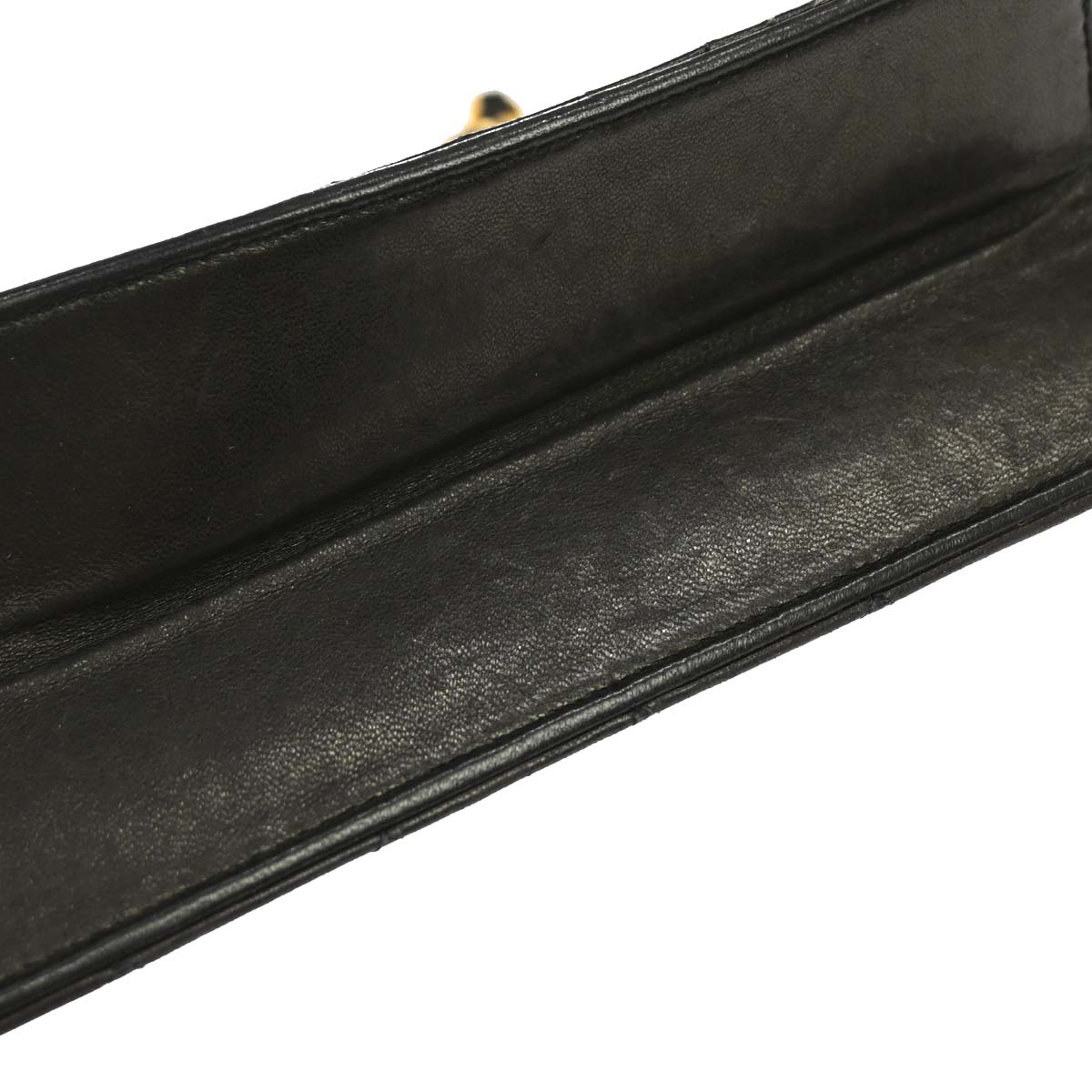 Chanel 1991-1994 Black Lambskin Pushlock Small Half Flap Shoulder Bag